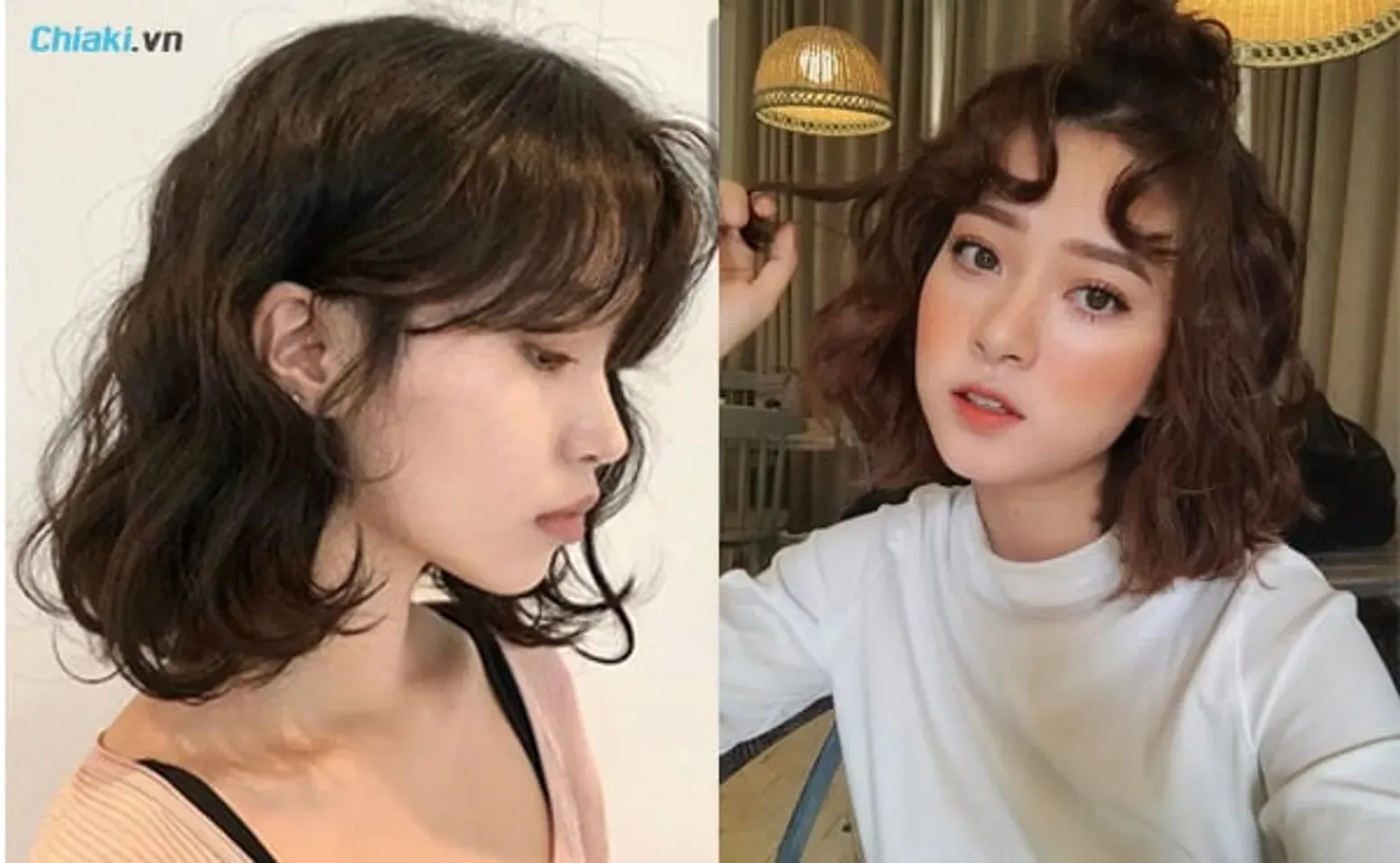 Kiểu tóc ngắn nữ xoăn Retro