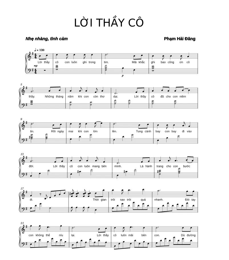 Lời bài hát Lời Thầy Cô
