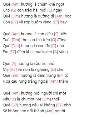 Hợp âm bài hát Quê Hương giúp người yêu nhạc dễ dàng thể hiện