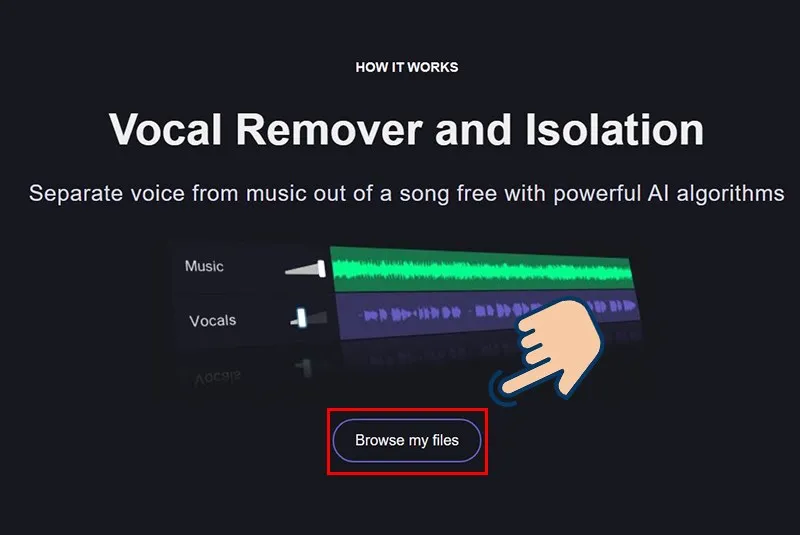 Chọn Browse my files để tải file nhạc bạn muốn lấy beat. Lúc này hệ thống sẽ tự động tách beat cho bạn.