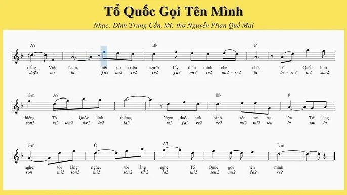 Hợp âm bài hát Tổ Quốc Gọi Tên Mình