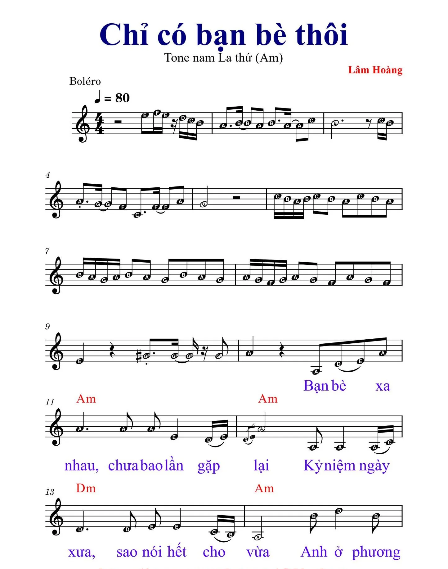 Hợp âm bài hát Chỉ Có Bạn Bè Thôi
