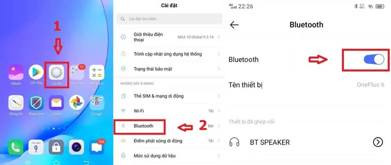 Hát karaoke bằng điện thoại và loa bluetooth: Kết nối loa với điện thoại Android bước 1
