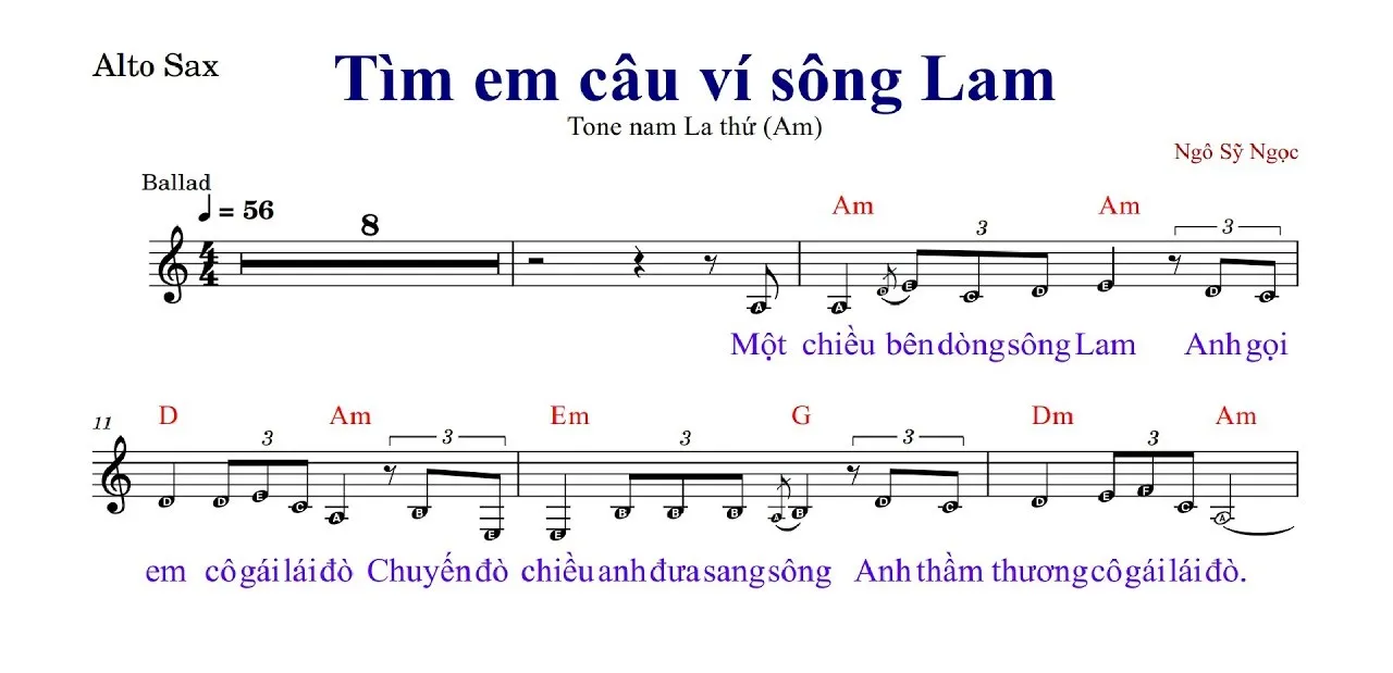 Hợp âm bài hát Tìm Em Câu Ví Sông Lam