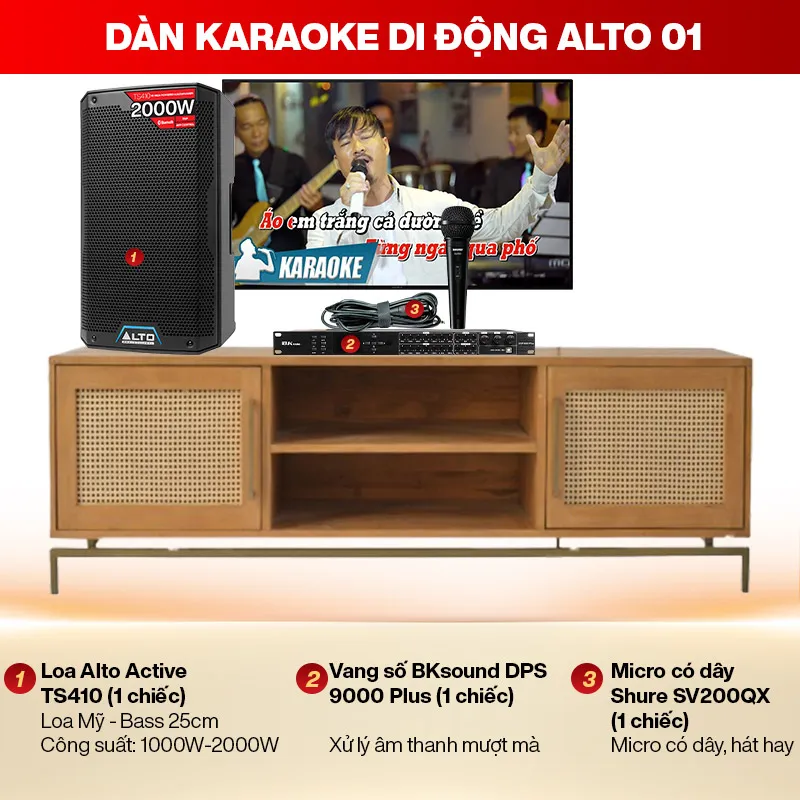 Dàn karaoke di động Alto 01 hiện đại với chất lượng âm thanh hoàn hảo