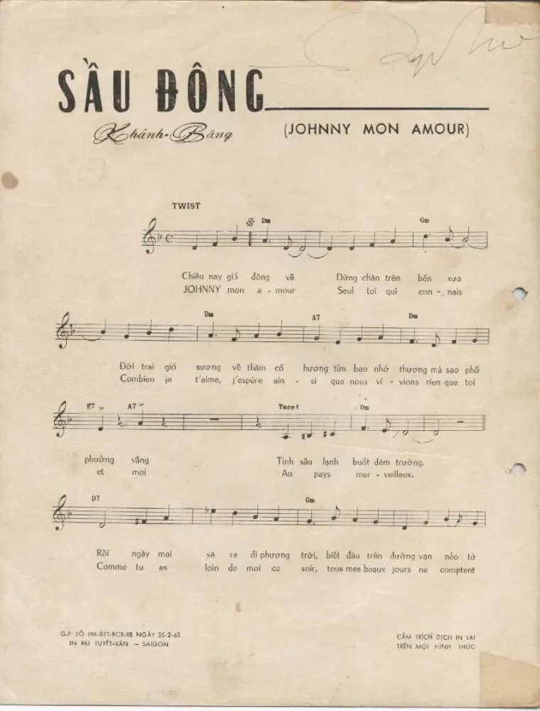 Lời bài hát Sầu Đông