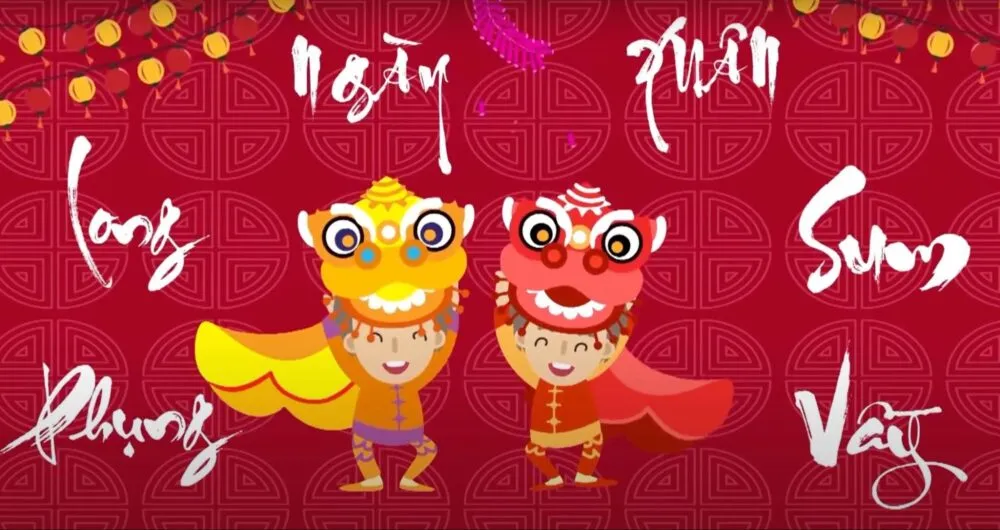 Ngày xuân long phụng sum vầy là bài hát vui tươi về Tết cho trẻ mầm non