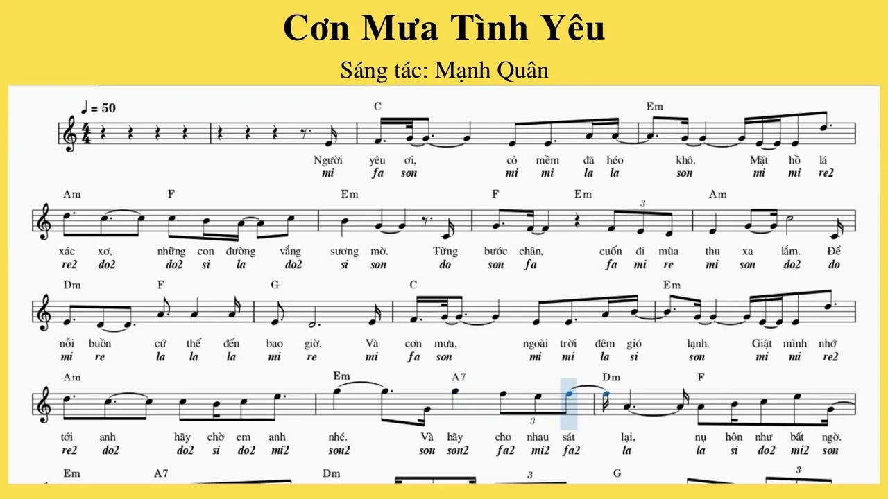 Hợp âm bài hát Cơn Mưa Tình Yêu