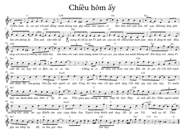 Chiều hôm ấy (lời bài hát, lyric chính xác nhất)