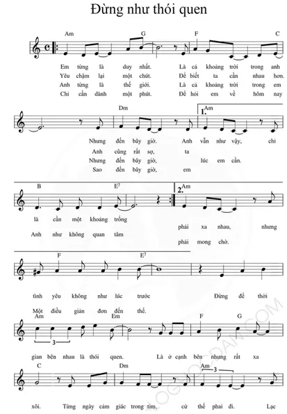 Đừng Như Thói Quen (lời bài hát, lyric chính xác nhất)
