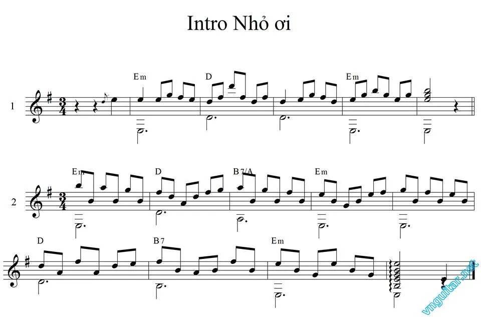 Hợp âm bài hát Nhỏ Ơi