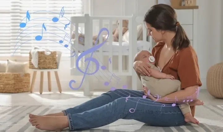 Một người mẹ đang âu yếm ôm con vào lòng trong lúc hát ru con ngủ miền Trung