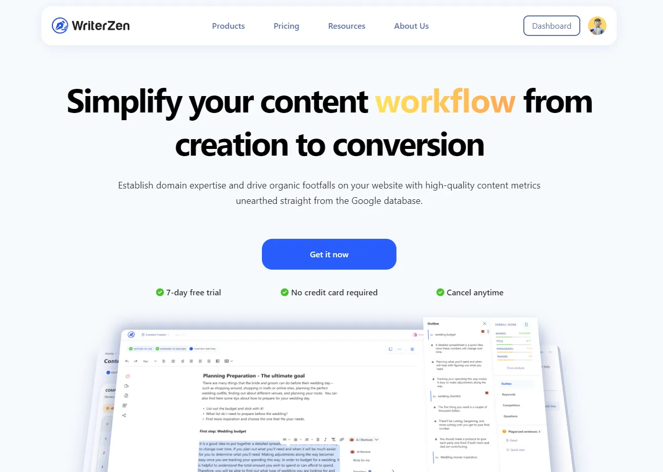 Giao diện WriterZen