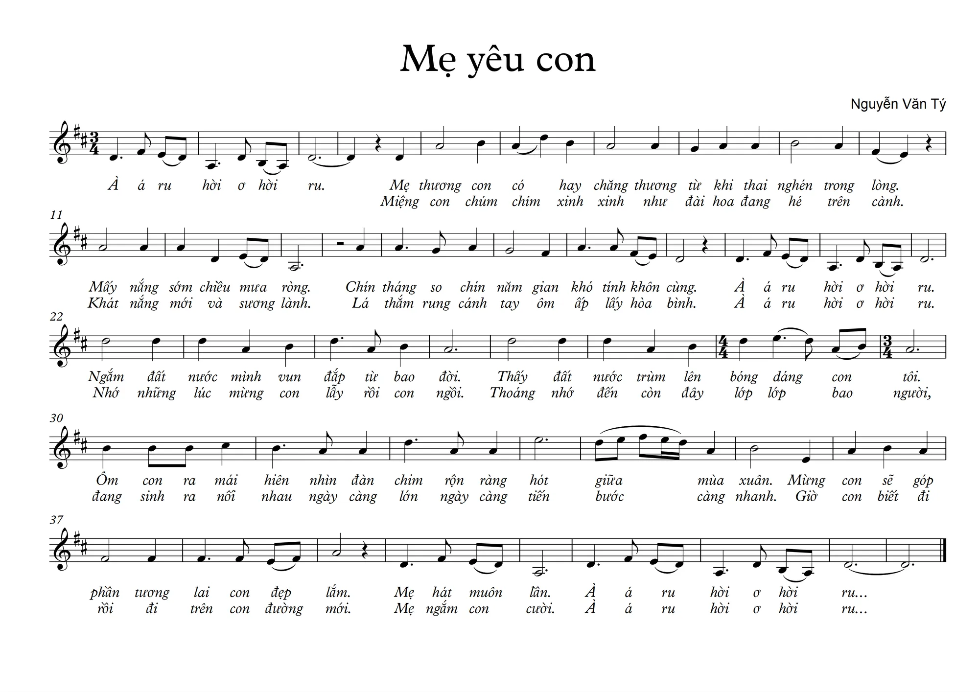 Lời bài hát Mẹ Yêu Con