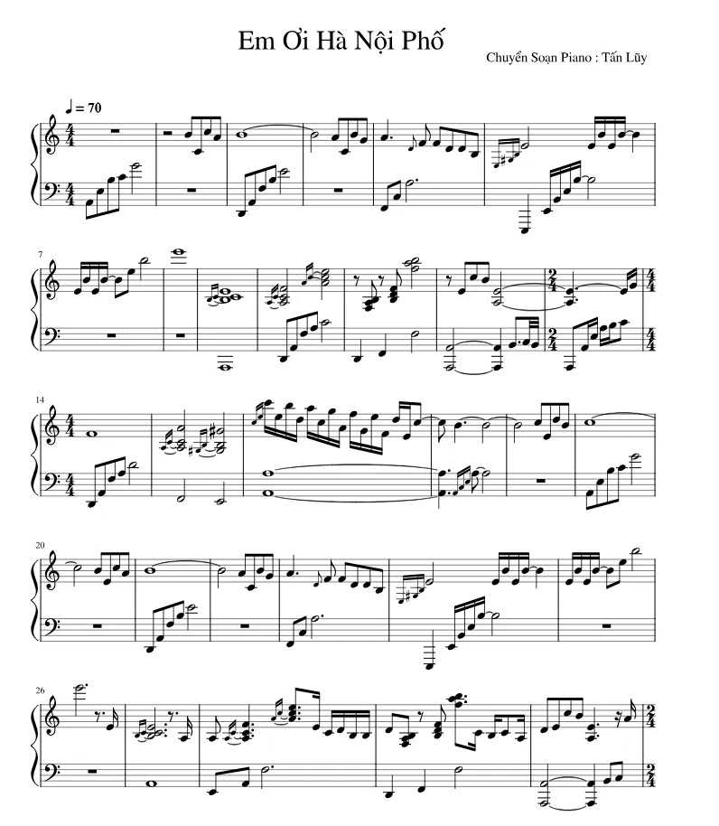 Hợp âm bài hát Em Ơi Hà Nội Phố