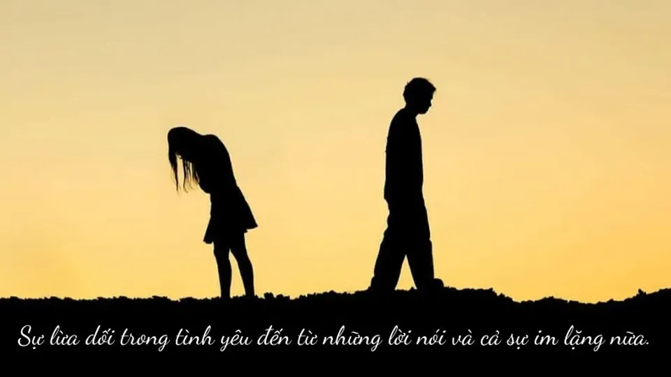 Stt buồn về tình yêu bị lừa dối, hình ảnh một cặp đôi cãi vã, người phụ nữ quay lưng đi.