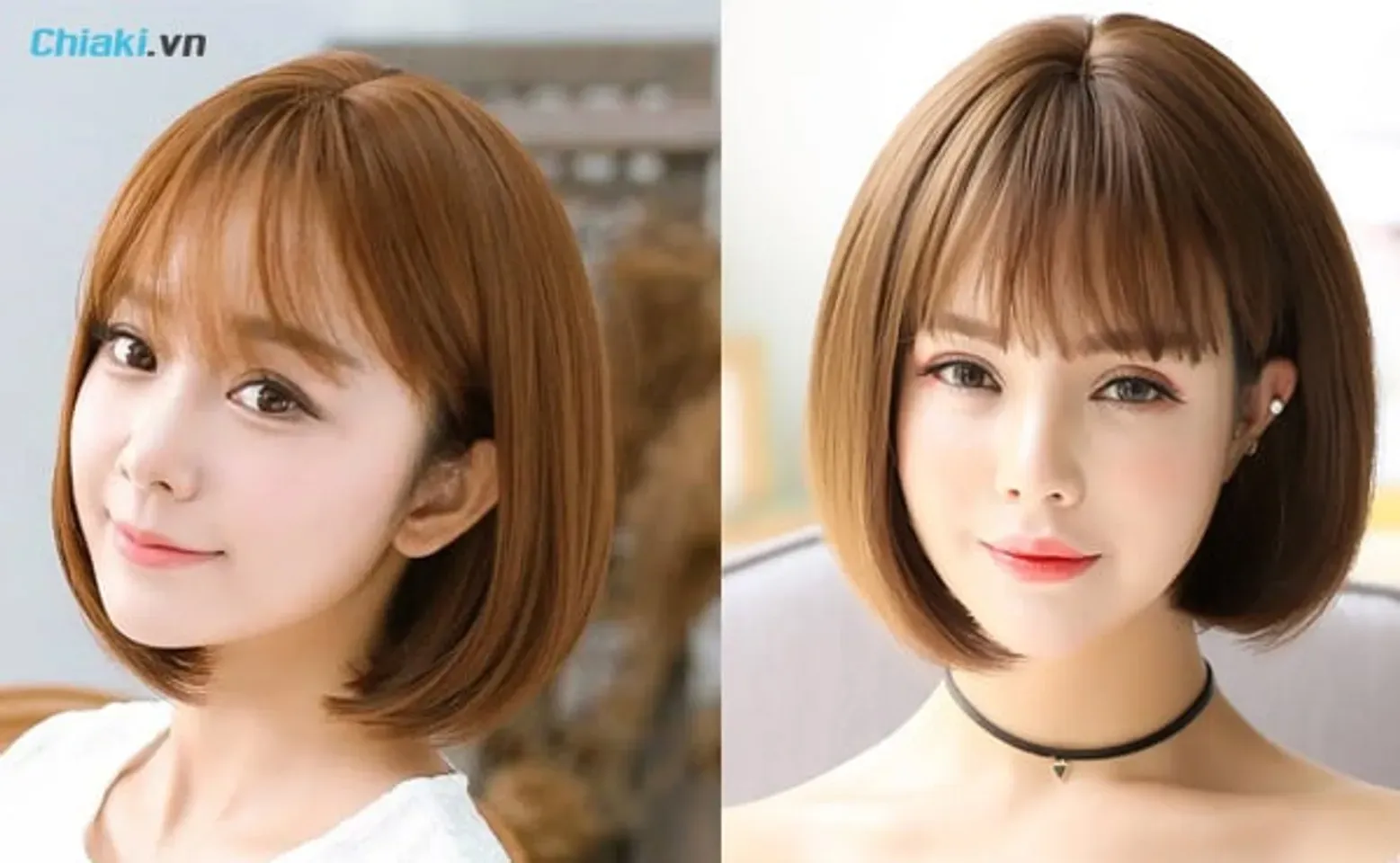 Tóc ngắn nữ xinh duỗi phồng