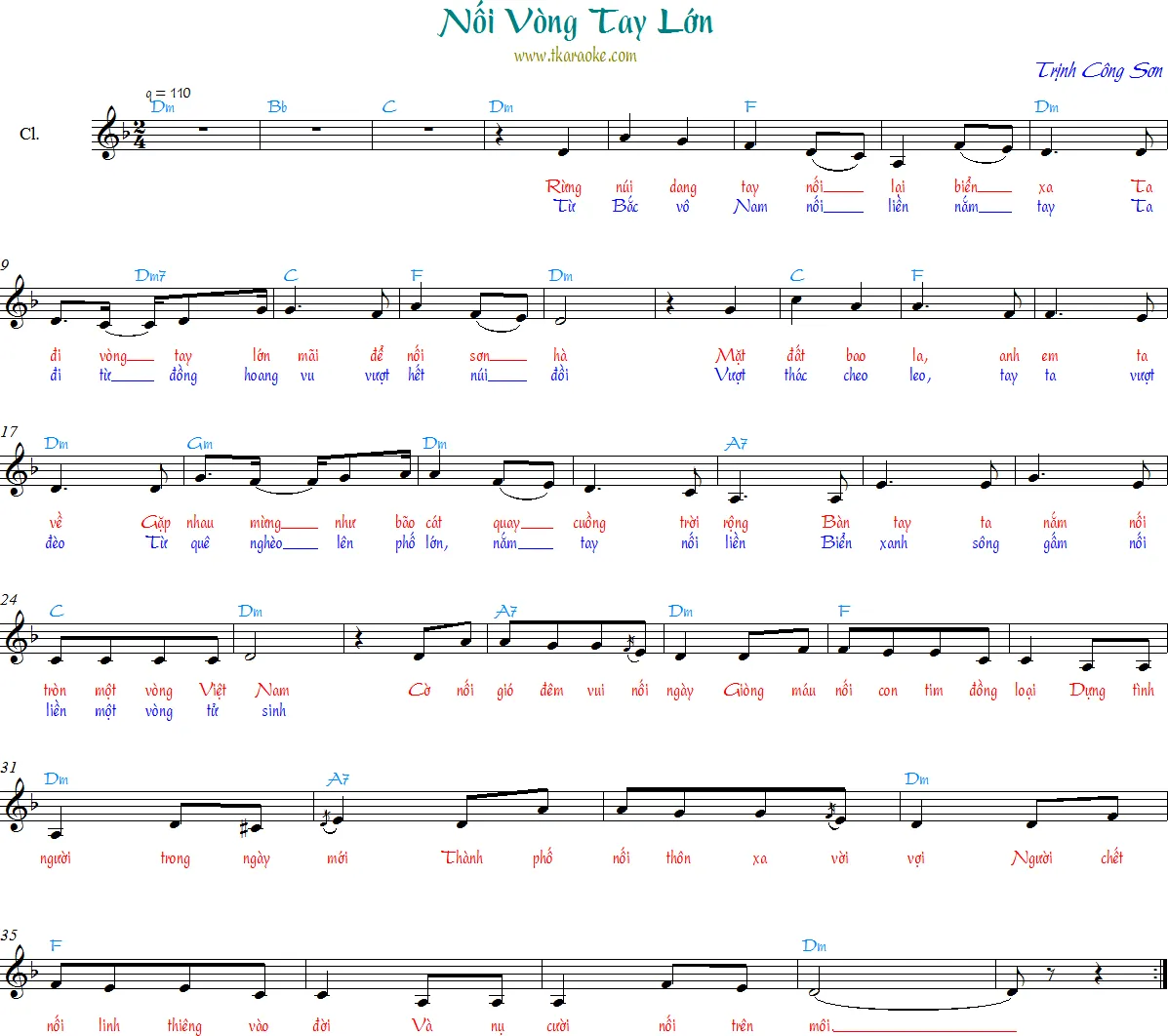 Hợp âm bài hát Nối Vòng Tay Lớn