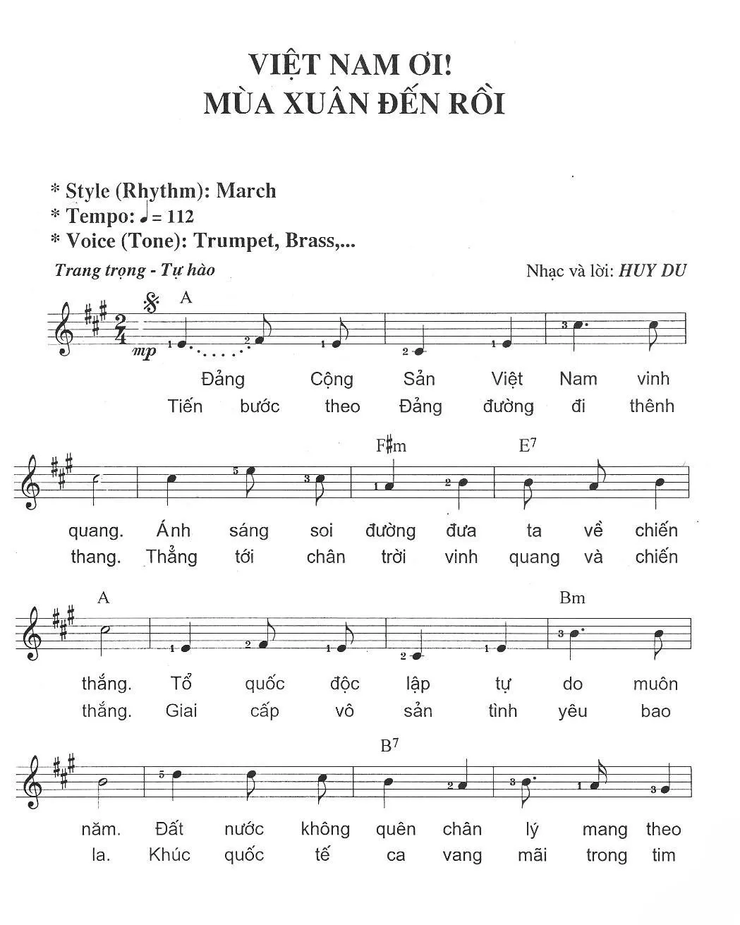 Lời bài hát Việt Nam Ơi! Mùa Xuân Đến Rồi