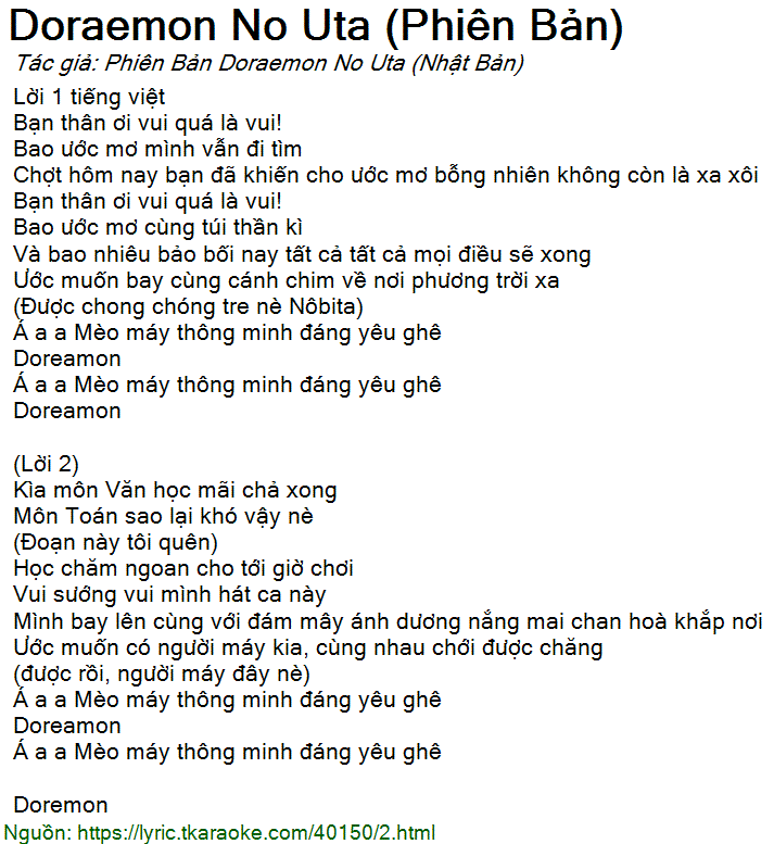 Doraemon no Uta (lời Việt) - MAO