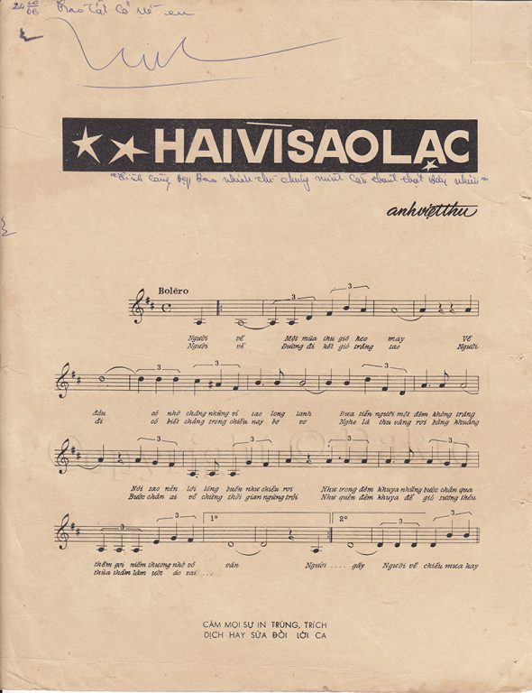 Hai vì sao lạc - - Sáng tác: Anh Việt Thu