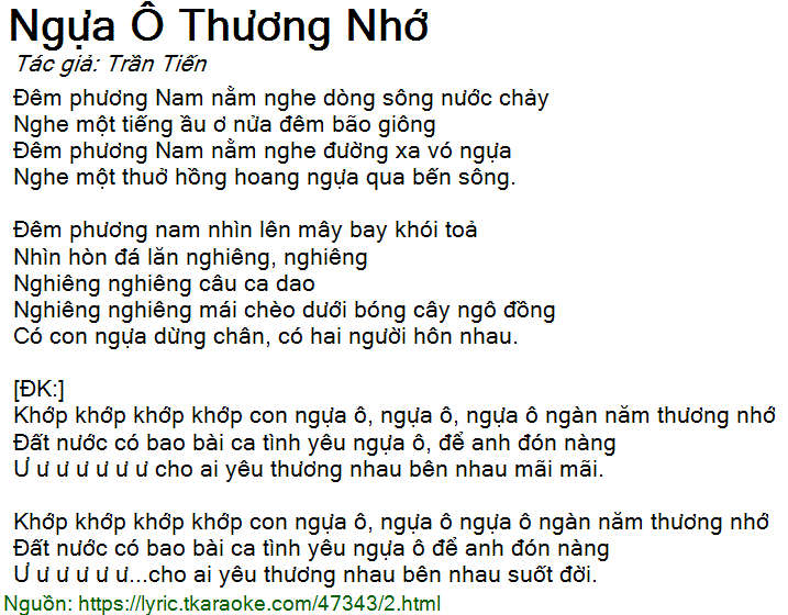 Ngựa Ô Thương Nhớ - Trần Tiến