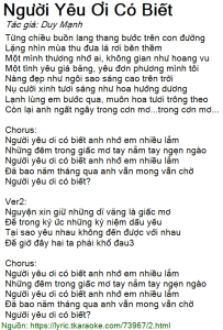 Người Yêu Ơi Có Biết - Duy Mạnh
