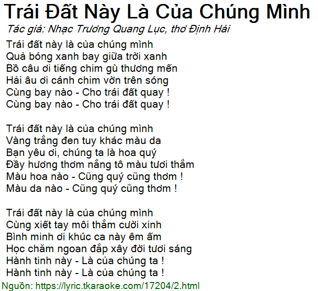 Trái Đất Này Là Của Chúng Mình - Nhóm Thiếu Nhi ĐTH Tp