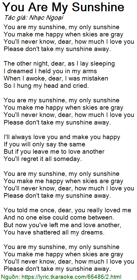 You Are My Sunshine - Christina Perri
