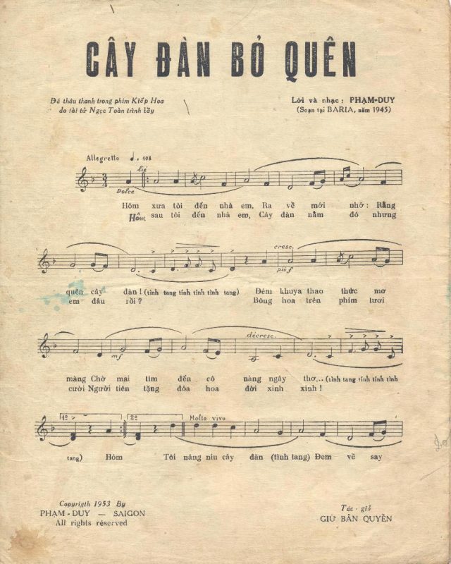 Cây đàn bỏ quên - - Sáng tác: Phạm Duy