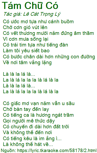Tám Chữ Có - Lê Cát Trọng Lý