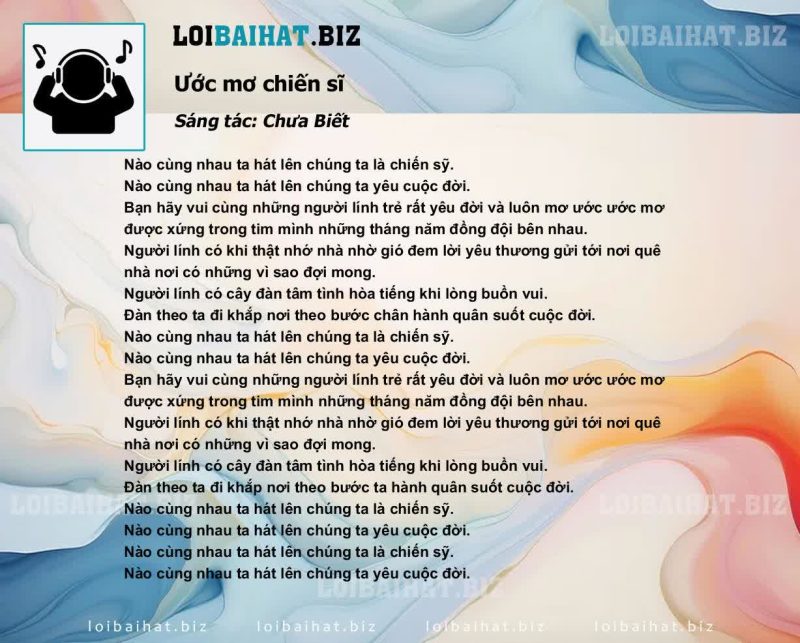 Ước mơ chiến sĩ - Tốp ca