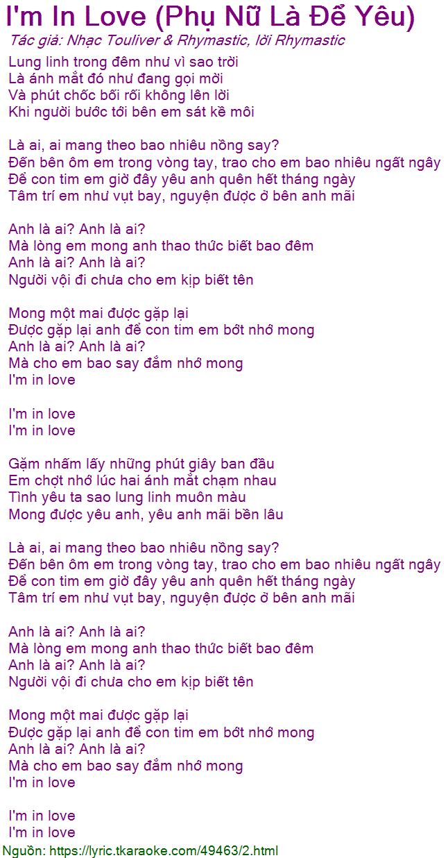 lời bài hát tóc tiên i'm in love - Hình 3