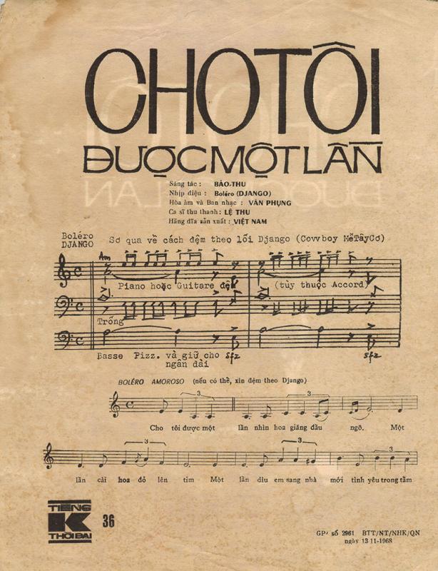 Cho Tôi Được Một Lần - Lệ Thu