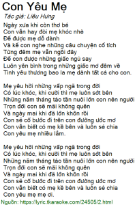 Con Yêu Mẹ - Liêu Hưng