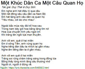 Một Khúc Dân Ca Một Câu Quan Họ - Quang Linh