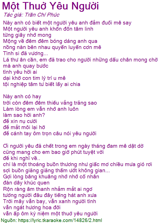 Một Thuở Yêu Người - Lý Hải