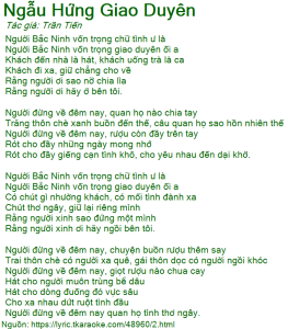 Ngẫu Hứng Giao Duyên (Người Bắc Ninh vốn trọng chữ tình) - Trọng Tấn