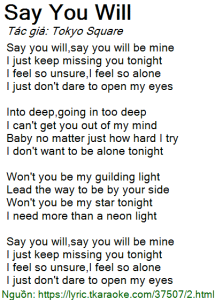 Say You Will - Tokyo Square