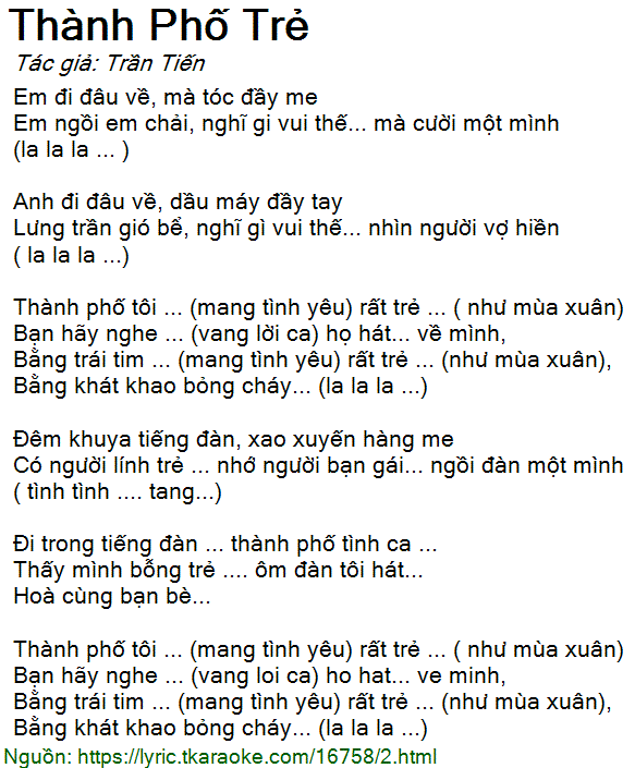 Thành phố trẻ - Trần Tiến