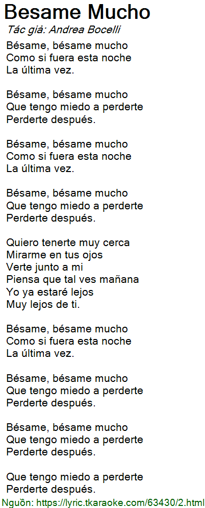 Bésame Mucho - Andrea Bocelli