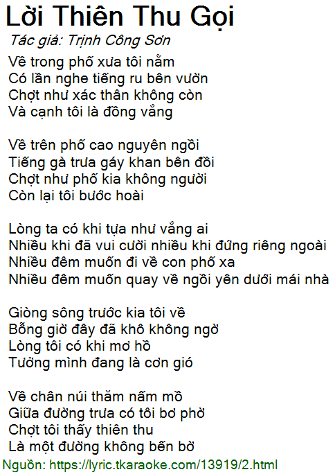 Lời Thiên Thu Gọi - Trịnh Công Sơn