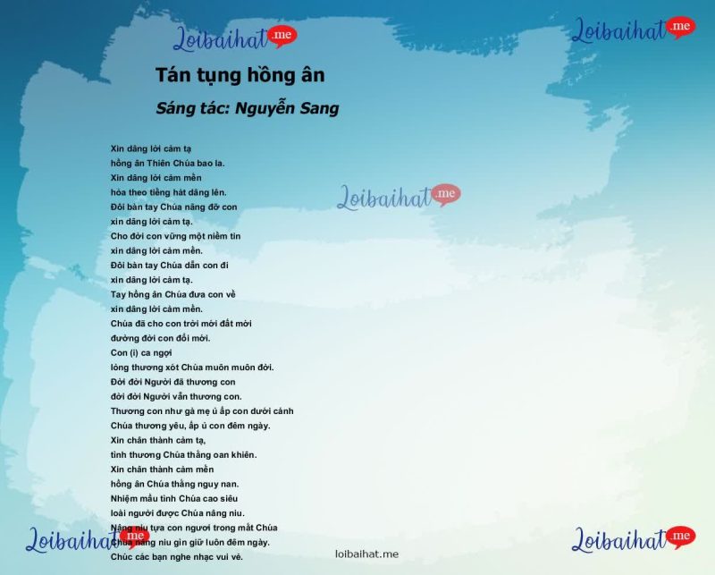 Tán Tụng Hồng Ân - Nguyễn Hồng Ân