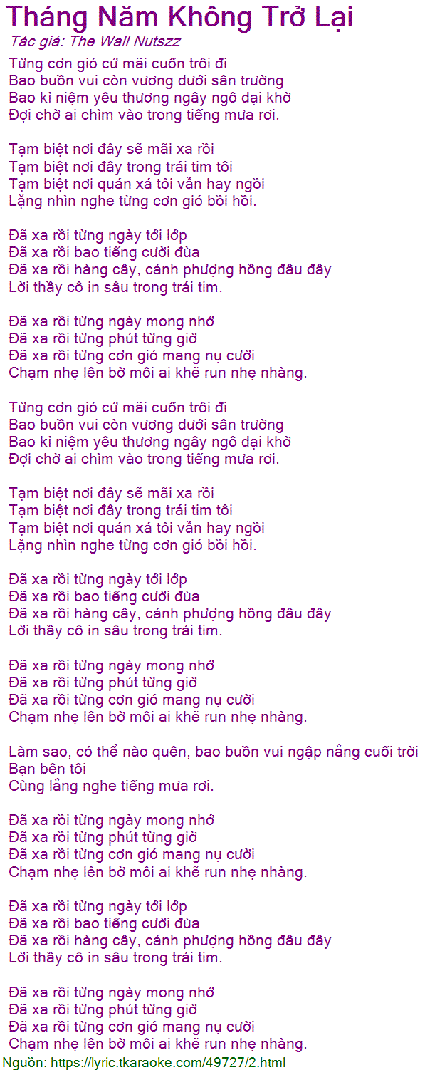 Tháng Năm Không Trở Lại - The Wall Nutszz